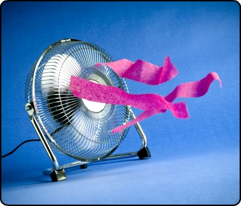 Fan blowing streamers